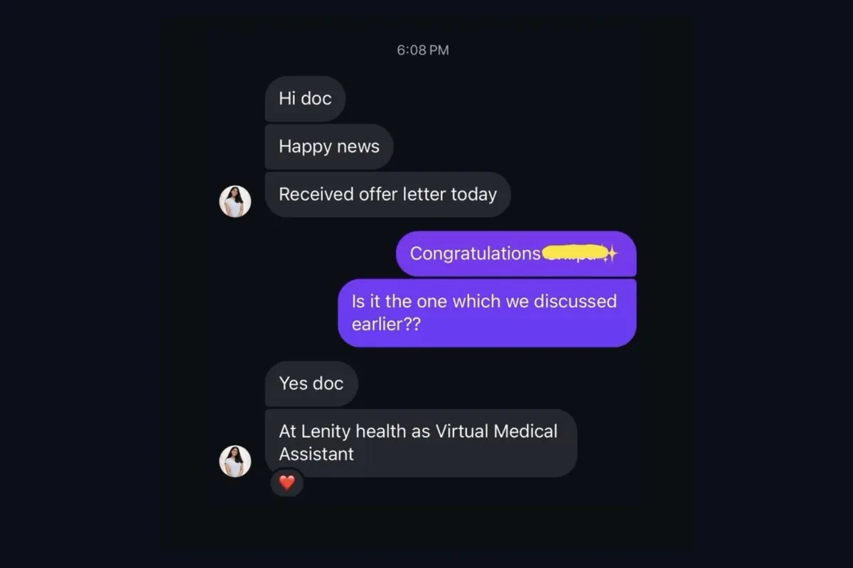 Authentic Corporate Doctor career outcome testimonial