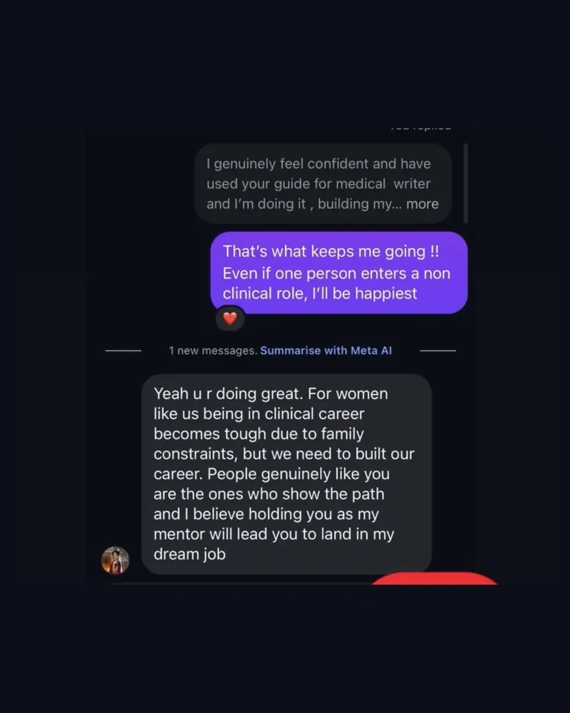 Authentic Corporate Doctor 1:1 career guidance testimonial